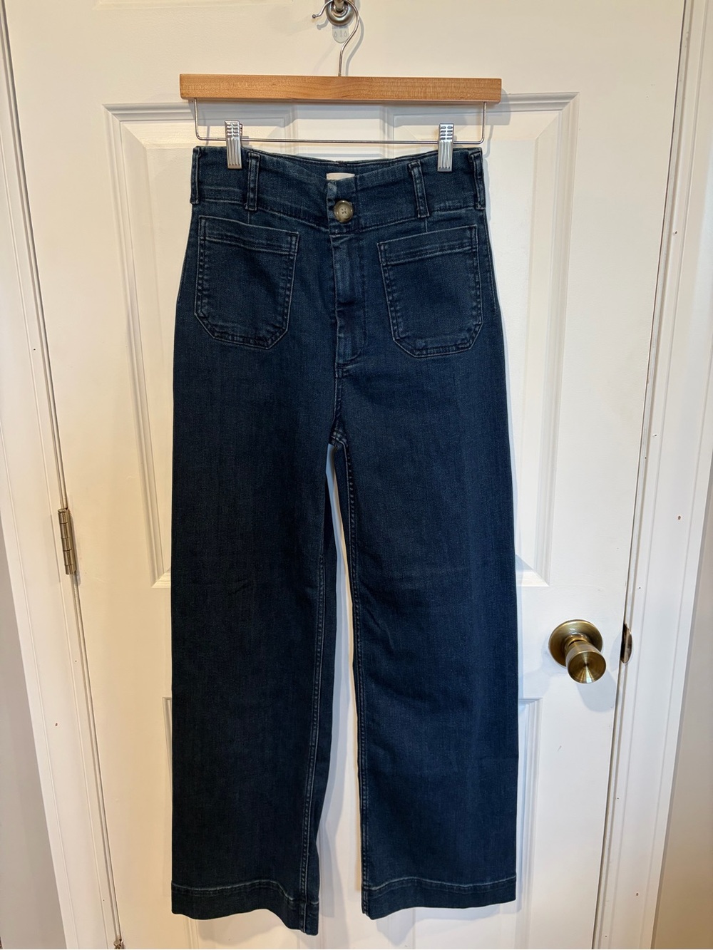 Maeve Dark Blue Wide-Leg High-Rise Jeans
